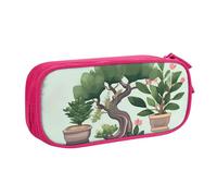 ANABPRMA Bonsai Plant Pencil Case, Large Capacity Double Layer Student Pen Pouch with 2 Zipped Main Pockets, Multi-Functional Organiser for School, Office, Travelling