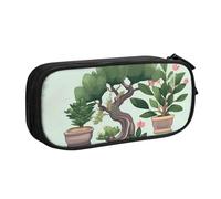 ANABPRMA Bonsai Plant Pencil Case, Large Capacity Double Layer Student Pen Pouch with 2 Zipped Main Pockets, Multi-Functional Organiser for School, Office, Travelling