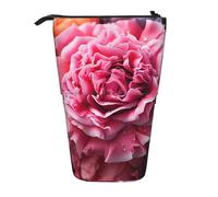 ANABPRMA Bright Rose Telescopic Standing Pencil Case Adjustable Pen Pouch with Zipper Oxford Organizer for School Office