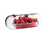 ANABPRMA Bucket with Full of Cherries Hard Shell Leather Pencil Case, Multi-Use Zipper Box for Stationery, Makeup or Small Accessories