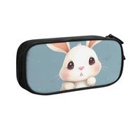 ANABPRMA Cartoon Cute Bunny Pencil Case, Large Capacity Double Layer Student Pen Pouch with 2 Zipped Main Pockets, Multi-Functional Organiser for School, Office, Travelling