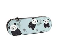 ANABPRMA Cartoon Panda Bear Hard Shell Leather Pencil Case, Multi-Use Zipper Box for Stationery, Makeup or Small Accessories