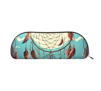 ANABPRMA Catch Dream Net Leather Pencil Bag, Leather Half-Circle Storage Pouch - for Makeup, Pens, and Essentials