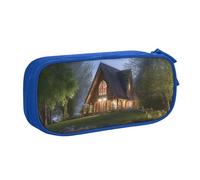 ANABPRMA Chalet by The Lake Pencil Case, Large Capacity Double Layer Student Pen Pouch with 2 Zipped Main Pockets, Multi-Functional Organiser for School, Office, Travelling