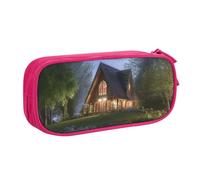 ANABPRMA Chalet by The Lake Pencil Case, Large Capacity Double Layer Student Pen Pouch with 2 Zipped Main Pockets, Multi-Functional Organiser for School, Office, Travelling