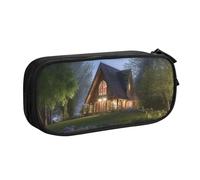 ANABPRMA Chalet by The Lake Pencil Case, Large Capacity Double Layer Student Pen Pouch with 2 Zipped Main Pockets, Multi-Functional Organiser for School, Office, Travelling