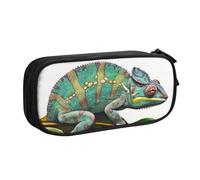 ANABPRMA Chameleon Pencil Case, Large Capacity Double Layer Student Pen Pouch with 2 Zipped Main Pockets, Multi-Functional Organiser for School, Office, Travelling