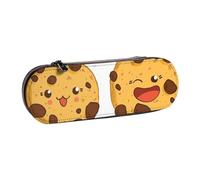ANABPRMA Chip Cookies Hard Shell Leather Pencil Case, Multi-Use Zipper Box for Stationery, Makeup or Small Accessories