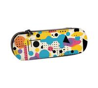 ANABPRMA Colored Memphis Hard Shell Leather Pencil Case, Multi-Use Zipper Box for Stationery, Makeup or Small Accessories