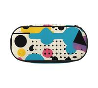 ANABPRMA Colored Memphis Pencil Case Large Capacity Zipper Pouch Oxford Fabric Pen Organizer Makeup Bag Portable Storage for School Office Travel