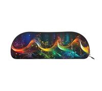 ANABPRMA Colorful Music Notes Leather Pencil Bag, Leather Half-Circle Storage Pouch - for Makeup, Pens, and Essentials