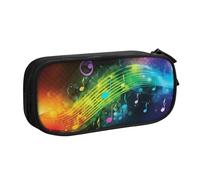 ANABPRMA Colorful Music Notes Pencil Case, Large Capacity Double Layer Student Pen Pouch with 2 Zipped Main Pockets, Multi-Functional Organiser for School, Office, Travelling