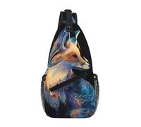 ANABPRMA Cosmic Fox_1 Men'S Casual Sling Bag, Crossbody Chest Backpack With Multiple Pockets For Travel & Daily Use