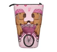 ANABPRMA Cute Capybaras Telescopic Standing Pencil Case Adjustable Pen Pouch with Zipper Oxford Organizer for School Office