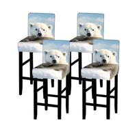 ANABPRMA Cute Polar Bear Stretch Bar Stool Cover Counter Stool Slipcover for Armless Chairs Elastic Chair Seat Cover Furniture Protector Home Kitchen Decor
