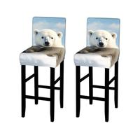 ANABPRMA Cute Polar Bear Stretch Bar Stool Cover Counter Stool Slipcover for Armless Chairs Elastic Chair Seat Cover Furniture Protector Home Kitchen Decor