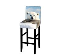 ANABPRMA Cute Polar Bear Stretch Bar Stool Cover Counter Stool Slipcover for Armless Chairs Elastic Chair Seat Cover Furniture Protector Home Kitchen Decor
