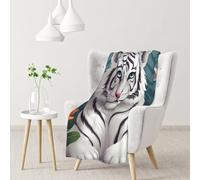 ANABPRMA Cute White Tiger Flannel Throw Blanket 30x40in Soft Cozy Couch Blanket Lightweight Travel Blanket