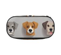 ANABPRMA Dogs Face Pattern Pencil Case Large Capacity Zipper Pouch Oxford Fabric Pen Organizer Makeup Bag Portable Storage for School Office Travel
