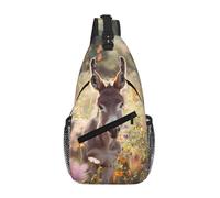 ANABPRMA Donkey And Flower Men'S Casual Sling Bag, Crossbody Chest Backpack With Multiple Pockets For Travel & Daily Use