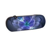 ANABPRMA Fantasy Blue Flower Hard Shell Leather Pencil Case, Multi-Use Zipper Box for Stationery, Makeup or Small Accessories