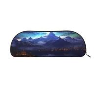 ANABPRMA Fantasy Night Scene Leather Pencil Bag, Leather Half-Circle Storage Pouch - for Makeup, Pens, and Essentials