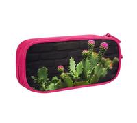 ANABPRMA Flower Pot Background Pencil Case, Large Capacity Double Layer Student Pen Pouch with 2 Zipped Main Pockets, Multi-Functional Organiser for School, Office, Travelling