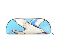 ANABPRMA Flying Seagulls Leather Pencil Bag, Leather Half-Circle Storage Pouch - for Makeup, Pens, and Essentials