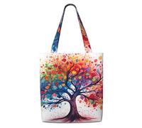 ANABPRMA Four Seasons Spring Tree Canvas Tote Bag For Women - Reusable Shoulder Bag, Large Shopping Handbag With Button Closure