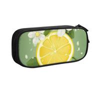 ANABPRMA Fresh Lemon Pencil Case, Large Capacity Double Layer Student Pen Pouch with 2 Zipped Main Pockets, Multi-Functional Organiser for School, Office, Travelling