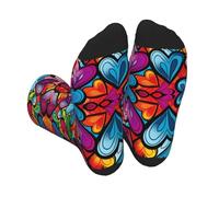 ANABPRMA Gay Pride Rainbow Pattern Color Block Mid-Calf Socks For Women & Men, Comfortable, Moisture-Wicking, Fits European Size 36-45 / Uk 3-8