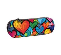 ANABPRMA Gay Pride Rainbow Pattern Hard Shell Leather Pencil Case, Multi-Use Zipper Box for Stationery, Makeup or Small Accessories