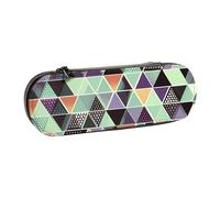 ANABPRMA Geometric Triangle Hard Shell Leather Pencil Case, Multi-Use Zipper Box for Stationery, Makeup or Small Accessories