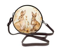 ANABPRMA Hand Drawn Rabbit Leather Round Shoulder Bag for Women - Versatile Crossbody Bag with Adjustable Strap