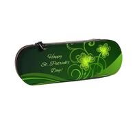 ANABPRMA Happy St Patrick's Day Hard Shell Leather Pencil Case, Multi-Use Zipper Box for Stationery, Makeup or Small Accessories