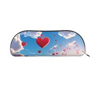 ANABPRMA Hearts in The Leather Pencil Bag, Leather Half-Circle Storage Pouch - for Makeup, Pens, and Essentials