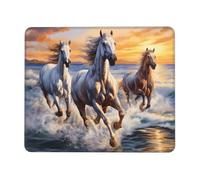 ANABPRMA Horses on The Beach Rubber Edge Mouse Pad for Office & Gaming, Non-Slip Desk Mouse Mat with Stitched Edges, Multiple Sizes7 x 8.6 in