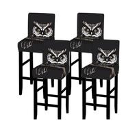 ANABPRMA Late Night Owl Stretch Bar Stool Cover Counter Stool Slipcover for Armless Chairs Elastic Chair Seat Cover Furniture Protector Home Kitchen Decor
