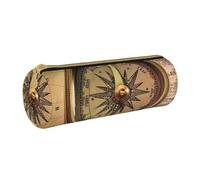 ANABPRMA Law of The Compass Navigation Leather Pencil Pouch Cylindrical Pen Case for School Office Supplies with Zipper Closure Portable Bag