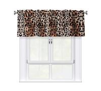 ANABPRMA leopard print 54x18 Rod Pocket Valance Curtains - Polyester Kitchen Tier Swag, Light Filtering Washable Cafe Curtains for Bath & Laundry Room