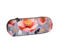 ANABPRMA Life Flowers Hard Shell Leather Pencil Case, Multi-Use Zipper Box for Stationery, Makeup or Small Accessories
