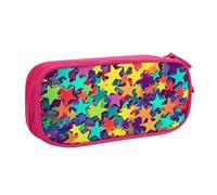 ANABPRMA Many Stars Pencil Case, Large Capacity Double Layer Student Pen Pouch with 2 Zipped Main Pockets, Multi-Functional Organiser for School, Office, Travelling