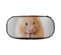 ANABPRMA Maroon Hamster Pencil Case Large Capacity Zipper Pouch Oxford Fabric Pen Organizer Makeup Bag Portable Storage for School Office Travel