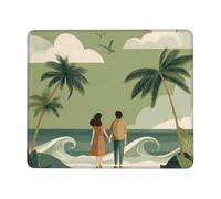 ANABPRMA Married Couple Walking on The Beach Rubber Edge Mouse Pad for Office & Gaming, Non-Slip Desk Mouse Mat with Stitched Edges, Multiple Sizes10 x 12 inch