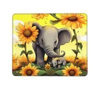 ANABPRMA mother and baby elephant sunflowers Rubber Edge Mouse Pad for Office & Gaming, Non-Slip Desk Mouse Mat with Stitched Edges, Multiple Sizes7.9 x 9.5 in