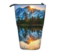 ANABPRMA Mountain Sunrise Telescopic Standing Pencil Case Adjustable Pen Pouch with Zipper Oxford Organizer for School Office