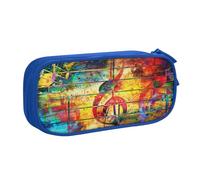 ANABPRMA Music Note Colorful Wooden Pencil Case, Large Capacity Double Layer Student Pen Pouch with 2 Zipped Main Pockets, Multi-Functional Organiser for School, Office, Travelling