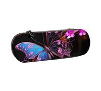 ANABPRMA Nice Butterfly Hard Shell Leather Pencil Case, Multi-Use Zipper Box for Stationery, Makeup or Small Accessories