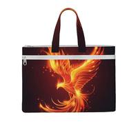 ANABPRMA Orange Red Phoenix3 Canvas File Bag with Zipper, Document Organizer Tote, Double Layer Portable File Pouch for Office Travel