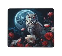 ANABPRMA Owl Among Flowers at Night Rubber Edge Mouse Pad for Office & Gaming, Non-Slip Desk Mouse Mat with Stitched Edges, Multiple Sizes7 x 8.6 in